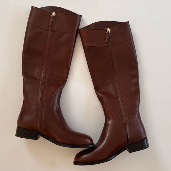 Tory Burch Brown Leather Junction Riding Boots - Picture 4 of 10